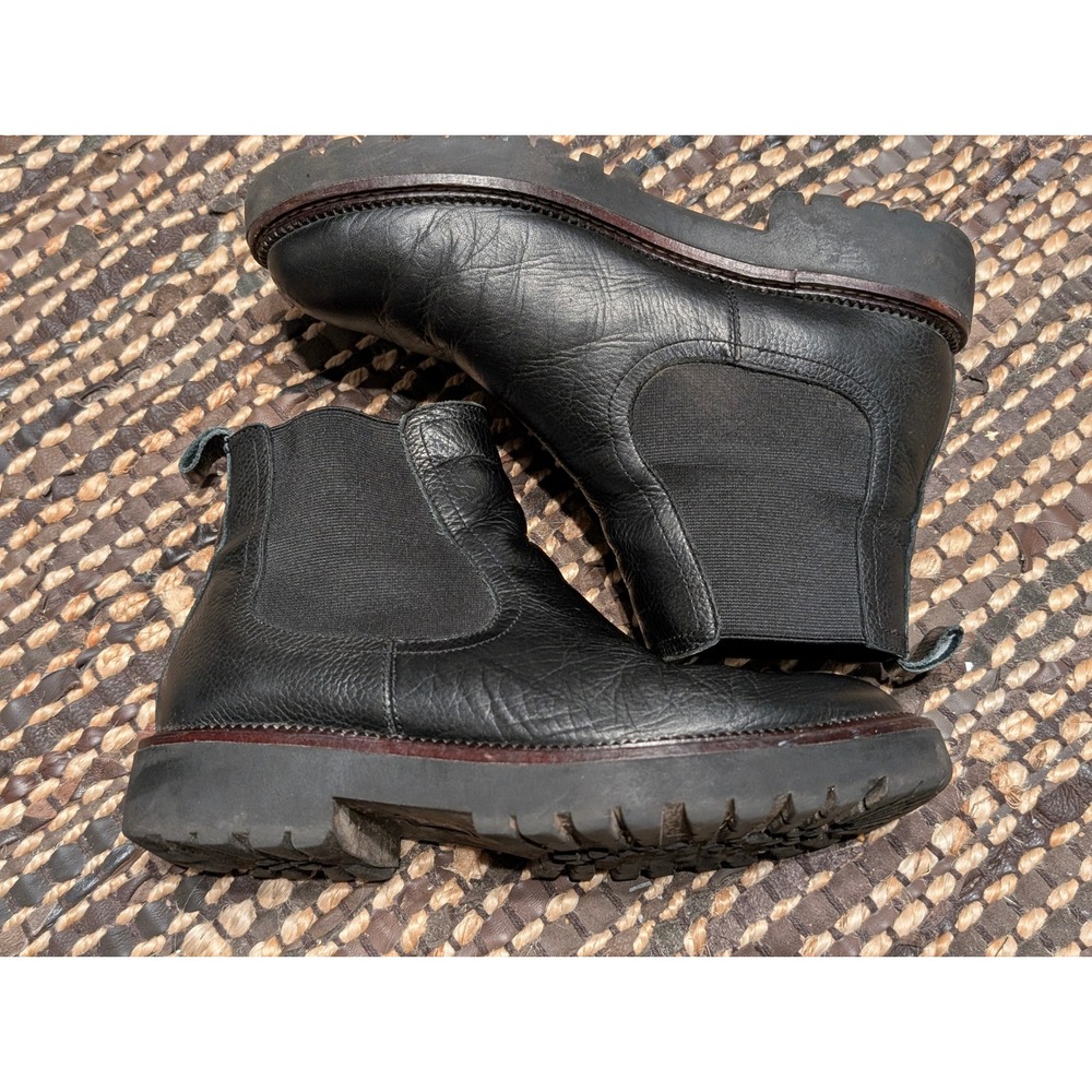 Caslon Miller Womens Black Leather Chelsea Lug Sole Water Resistant Boots 7.5W